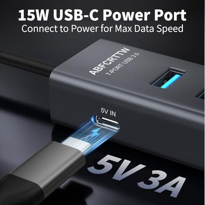6Ft 7-Port USB Hub 3.0 for Desktop, 4 USB-A & 3 USB-C Ports Aluminium 5Gbps USB Extender Hub, USB Splitter, USB Hub Long Cable for Desktop, PC, Flash Drive, Mobile HDD SSD, Windows/XPS - size: 6Ft