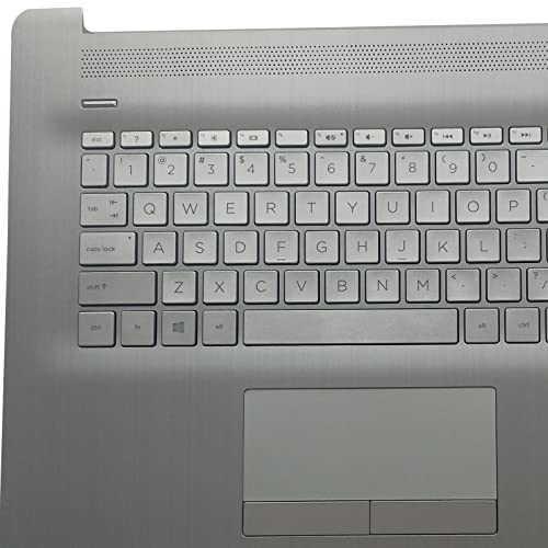 Replacement for HP 17 by 17-by 17CA 17-CA Laptop Upper Case Palmrest Non-Backlit Keyboard Touchpad Assembly Non-ODD Part L26986-001 6070B1308113 Top Cover Sliver 2020 Year