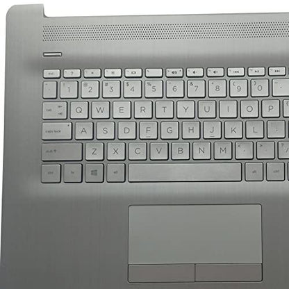Replacement for HP 17 by 17-by 17CA 17-CA Laptop Upper Case Palmrest Non-Backlit Keyboard Touchpad Assembly Non-ODD Part L26986-001 6070B1308113 Top Cover Sliver 2020 Year
