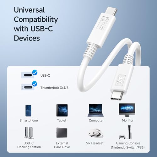 Cable Matters [USB-IF Certified] 10Gbps Gen 2 USB C Cable, 3.3ft/1m, White | [4K@60Hz Video, 100W Charging, 10Gbps Data Transfer] USB C to USB C Gen 2 Cable - color: White, size: 3.3 Feet