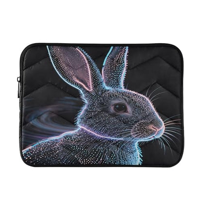 Neon Rabbit Black Padded Laptop Sleeve Case 13 Inch Soft Quilted Laptop Bag Waterproof Computer Sleeves - color: Neon Rabbit Black, size: Medium
