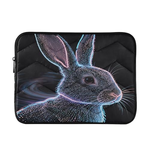 Neon Rabbit Black 15-16 Inch Quilted Laptop Sleeve Case Soft Notebook Protector Bag Computer Carrying Case - color: Neon Rabbit Black, size: Large