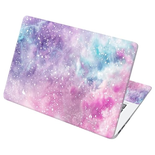 Universal Laptop Skin Sticker with 2 Wrist Pad Decals, 3-Piece Removable Vinyl Laptop Cover, Purple Pink Waterproof Anti-Scratch, Easy-Trim Fit for 13.3" 14" 15.6" Laptops - color: Purple Pink