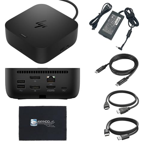 HP USB-C 100W G6 Dock with 100W Power Delivery, 120Hz + ANYHDD Cloth, USB C, HDMI, DisplayPort Cables Included