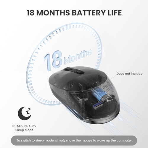 TECKNET 3-Device Portable Wireless Bluetooth Mouse for Laptop Black | Silent Click, Ambidextrous Ergonomic Design, Adjustable 4800 DPI, Wide Compatibility for Laptop, PC, iPad, MacBook - color: Black
