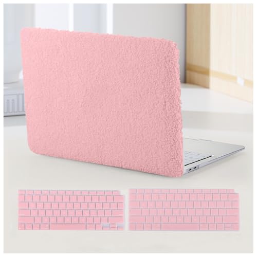 Compatible with MacBook Pro 13 inch Case M2 2026-2023 2022-2016 A2338 M1 A2251 A2289 A2159 A1989 A1708 A1706, Soft Fluffy Fuzzy Plush Faux Fur Leather Hard Shell Case & Keyboard Cover, Pink - color: Plush Pink, size: 2016-2026 Macbook Pro 13 inch M1 M2