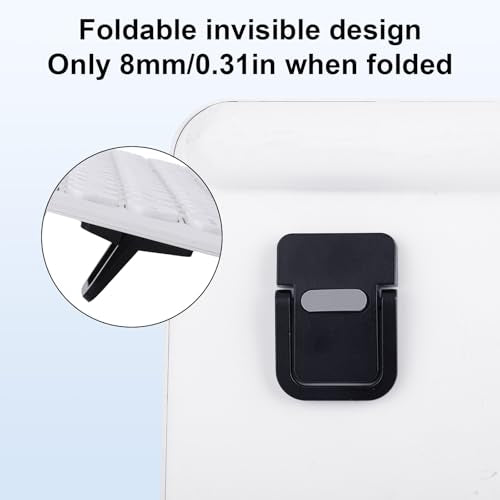 Penitue 2pcs Mini Portable Laptop Stand, Zinc Alloy Foldable Laptop Keyboard Riser Self-Adhesive Kickstand Invisible Computer Notebook Holder Lift for Desk Keyboards Laptops Support - color: black