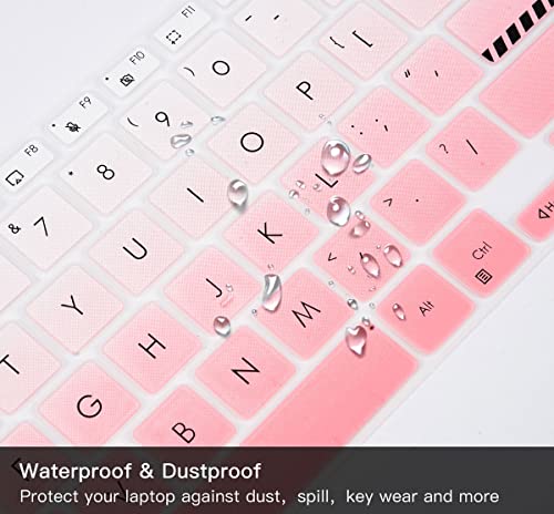 2PCS Keyboard Cover for ASUS Vivobook Go 15.6" E1504FA, VivoBook 16X OLED F1605VA F1603 M1603 X1603 M1605, VivoBook Pro 16X OLED K3605 K6602 TN3604, VivoBook Pro 15X K6501 M6501 K3502 M3502 M1503 - color: Gradual Pink+Clear