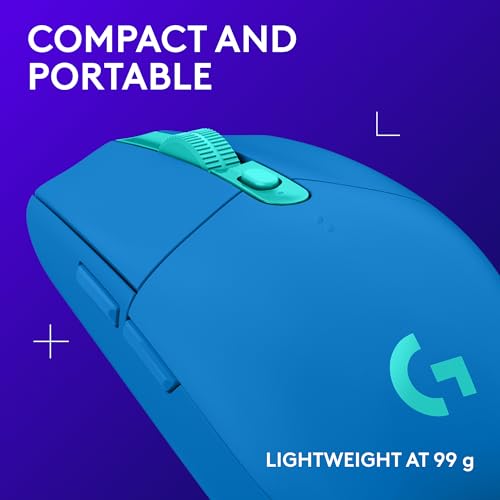 Logitech G305 Lightspeed Wireless Gaming Mouse, Hero Sensor, 12,000 DPI, Lightweight, 6 Programmable Buttons, 250h Battery, On-Board Memory, Compatible with PC, Mac - Blue - color: Blue, style: Classic
