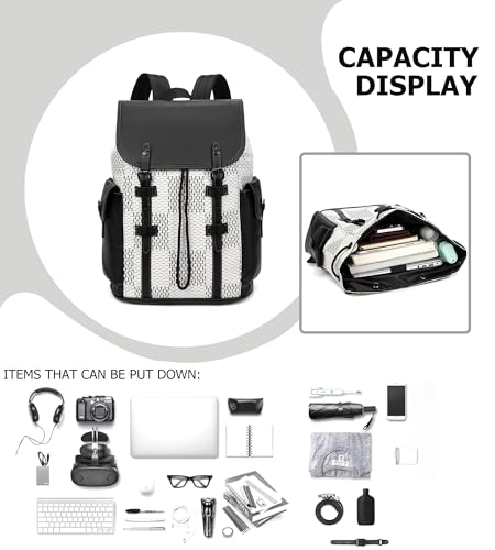 KingTo Luxury Anti Theft Laptop Backpack for Men, Waterproof Travel Bag | Laptop-ready business layout, anti-theft design and waterproof claim support office commute, travel and campus use - color: B-white