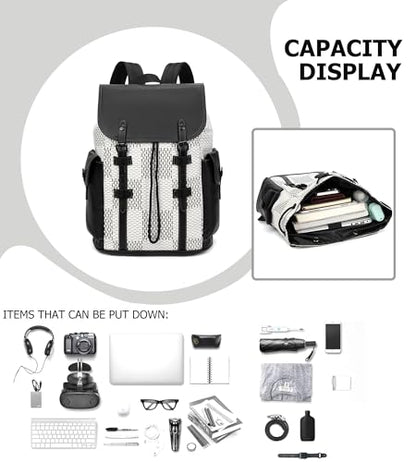 KingTo Luxury Anti Theft Laptop Backpack for Men, Waterproof Travel Bag | Laptop-ready business layout, anti-theft design and waterproof claim support office commute, travel and campus use - color: B-white