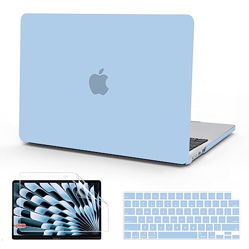 B BELK for MacBook Air 15 inch Case 2026 2025 2024 2023 M5 M4 M3 M2 | Model A3448 A3241 A3114 A2941, Matte Plastic Laptop Hard Shell Case with Keyboard Cover & Screen Protector, Airy Blue - color: Airy Blue