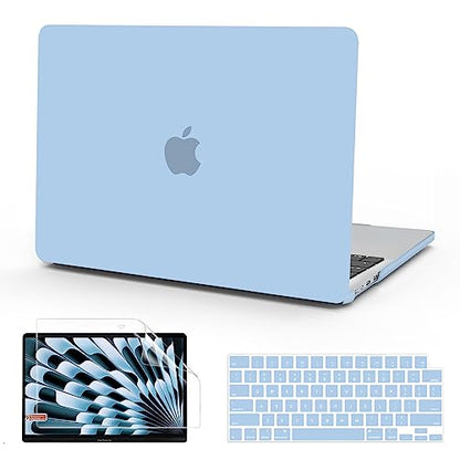B BELK for MacBook Air 15 inch Case 2026 2025 2024 2023 M5 M4 M3 M2 | Model A3448 A3241 A3114 A2941, Matte Plastic Laptop Hard Shell Case with Keyboard Cover & Screen Protector, Airy Blue - color: Airy Blue