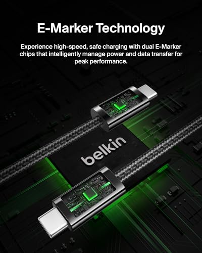 Belkin USB C to USB C 240W Cable 2 Pack, 6.6ft Fast iPhone Charger Cord | iPhone 15/16/17, Samsung Galaxy S26, Pixel 10, Airpods, iPad, Nintendo Switch 2, MacBook, Steam Deck, Travel, Chromebook - color: Black, style: 6.6 ft - 2 pack