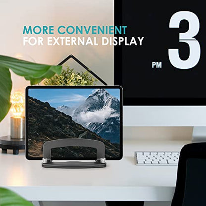 LOTEYIKE Aluminum Vertical Laptop Stand, MacBook Pro Laptop Vertical Stand Dock Holder with Adjustable Slot Fits All Laptops Notebook Tablets MacBook Air- Save Space & Improve Airflow, Grey | with Adjustable Slot Fits All Laptops Notebook Tablets MacBook