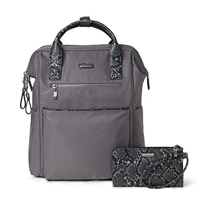 Baggallini Soho Backpack - Travel Laptop Backpack for Women - Lightweight Water-Resistant Luggage Bag, Smoke/Faux Python - color: Smoke/Faux Python