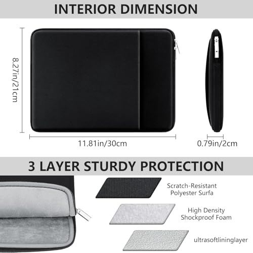 11-11.6 Inch Laptop Sleeve Shockproof Case Padded Computer Protective Cover with Pocket Compatible with 11.6" MacBook Acer ASUS HP Stream Dell Samsung Chromebook Notebook, Black - color: Black, size: 11"-11.6"