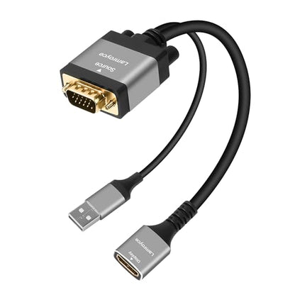 Active VGA to HDMI Adapter with USB Powered, 1080P VGA Male (Source) to HDMI Female (Display) Cable Converter Connector Compatible with PC Computer Desktop Laptop Monitor HDTV Projector-0.6 Feet