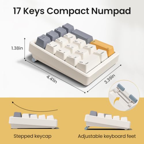 Kisnt MF17 Wired QMK/VIA Mechanical Numpad for Excel Financial Data Entry | QMK/VIA Programmable, Wired 17 Keys Hot Swappable, Custom RGB with PBT Keycaps for Laptops PC Compact Keyboards (Retro Beige) - color: Retro Beige