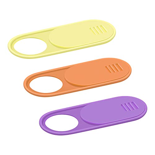 Laptop Camera Cover Slide 0.028-Inch Ultra-Thin Webcam Cover Blocker for MacBook, iMac, Laptop, Desktop, PC, iPad, Smart Phone Protect Your Privacy and Security（Orange/Yellow/Purple-3 Pack） - color: Orange/Yellow/Purple