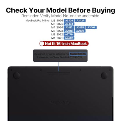 Soonjet Matte Case for MacBook Pro 14 inch M5 M4 M3 M2 M1 2026-2021 Laptop | Anti Cracking, Color Match, Space Black Clear, Protective Hard Shell Cover, Fingerprint & Scratch Resistant, Ultra Thin Fit - color: Frosted Space Black