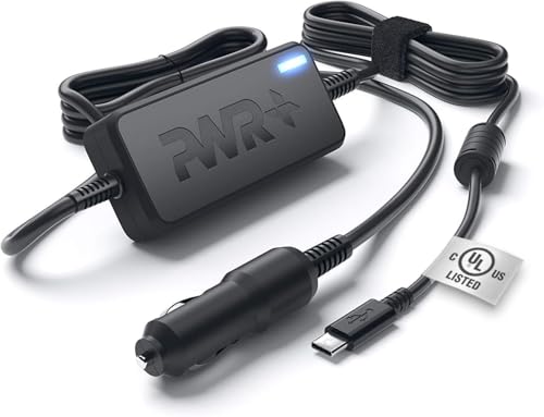 USB-C CAR Charger for Dell Latitude 3410 3510 3540 3550 5320 5420 5430 5440 5530 5540 5550 7320 7420 7430 7440 7450 Pro Rugged 14 16 Plus Laptop DC Adapter - UL Safety, Long Power Cord, Fast Charge
