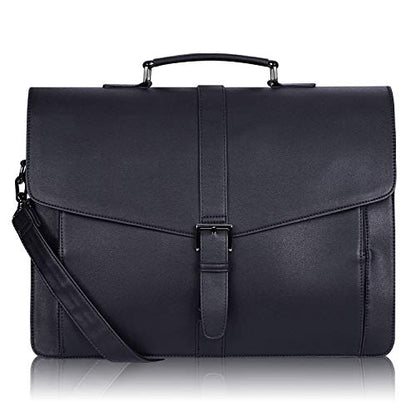 ESTARER Men's Leather Briefcase 15.6 Inch Laptop Computer Bag for Office/Business/Travel, Large Satchel Professional Pu Leather Messenger Shoulder Bag, Black - color: Black, size: 15.6 Inch
