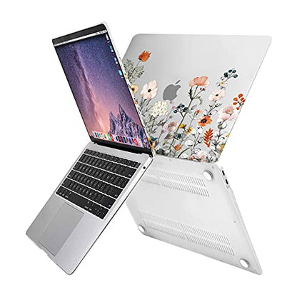 MOSISO Compatible with MacBook Air 13 inch Case M1 2022-2018, Transparent | Retina Display, Plastic Garden Flowers Hard Shell&Keyboard Cover&Screen Protector, Release A2337 M1 A2179 A1932 - color: Transparent