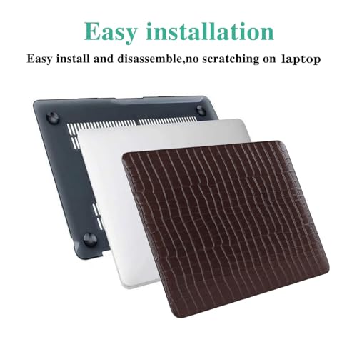 Crocodile Logo Cutout Case for MacBook Air 15 inch 2026-2023 M5 M4 M3 M2 | Model A3448 A3241 A3114 A2941 Crocodile Alligator Skin Luxury Texture Leather Hard Shell Mac Air 15 Case+Keyboard Cover,Brown - color: # Crocodile Skin Brown