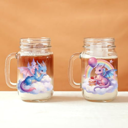 Peacoblue UV DTF Cup Wraps Transfer Stickers Cute Dragon Animal Pattern, 10 Sheets Waterproof Custom Vinyl Transfer Sticker 16oz Coffee Glass Cup Tumbler Bottle Mug Decals for Men Women - style: Cute Dragon Animal