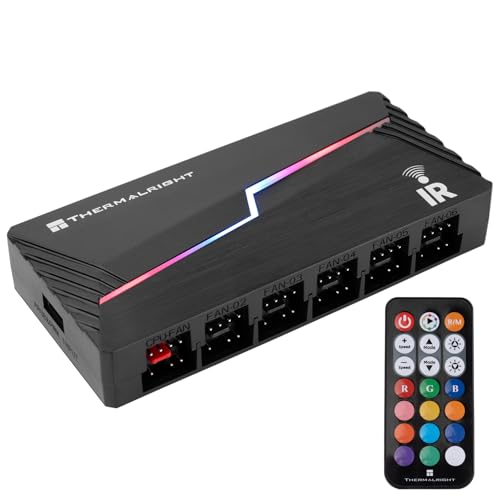Thermalright ARGB and Fan HUB X12 IR Black Hub Controller Support 12 Groups of CPU Fans,3Pin PC ARGB Controller and 4Pin PWM Fan,SATA Power Cord Direct Input(12V 4pin RGB is Not Supported) - color: Black