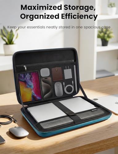 DOMISO Laptop Hard Case 17-17.3 inch Waterproof Shockproof Hard Shell Laptop Sleeve with Handle & Storage Pocket, Compatible with MacBook, HP, Dell, Teal - color: Teal, size: 17.3 inch