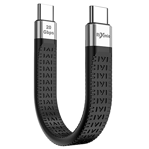 Rixmie Short 5-Inch USB-C to USB-C Cable, 100W PD, 20Gbps, 4K 60Hz | Built-in E-Marker; compatible with MacBook, iPhone 15-17, Android Auto, power banks and external SSDs