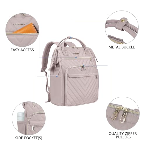 VANKEAN 17 Inch Laptop Backpack for Women Large Capacity Waterproof Daypack - color: Quilted Light Dusty Pink/Grey Purple, size: 17.3 Inch