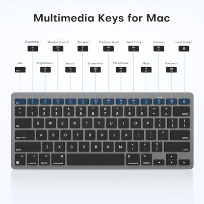 OMOTON Ultra-Slim Wireless Keyboard for Mac, Stable Bluetooth Connection, Ergonomic Tilt Angel, Auto Sleep Energy Saving & Portable for Business Trip & Travel, Compatible with MacOS 10.10+, Black Grey - color: Black Grey