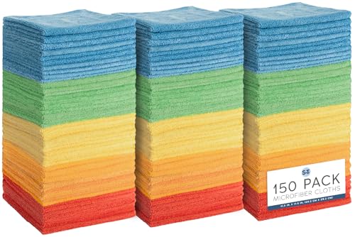 S&T INC. Microfiber Cleaning Cloth, 150 Pack, 11.5" x 11.5" - size: 150 Pack