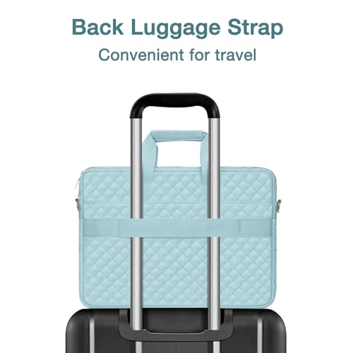 MOSISO 15-16 inch Laptop Bag, Laptop Briefcase Messenger | Compatible with MacBook Pro 16/Air 15, Square Quilted Computer Bag Work Office Business with 3 Pockets&Strap, Ice Blue - color: Ice Blue, size: 16 inch