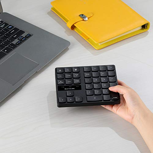 SurnQiee Wireless Numeric Keypad, 2.4G Rechargeable Number Pad 35-Keys for Efficient Data Input - color: 35 keys - Black