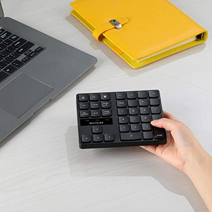 SurnQiee Wireless Numeric Keypad, 2.4G Rechargeable Number Pad 35-Keys for Efficient Data Input - color: 35 keys - Black