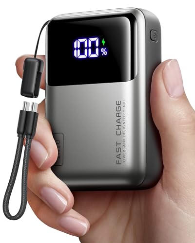 INIU 20000mAh Laptop Power Bank, Ultra Compact 65W PD Dual Fast Charging Portable Charger, Flight-Safe Battery Pack with USB C Cable for Steam Deck, Switch, Gaming, Students, Metallic Silver - color: Metallic Silver