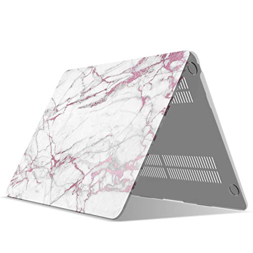 IBENZER Compatible with New MacBook Air 13 inch Case 2022 2021 2020 M1 A2337 A2179 A1932, Plastic Hard Shell Case with Keyboard Cover for Mac Retina Display with Touch ID, Pink Marble, MAT13-PKMB+1 - color: Pink Marble