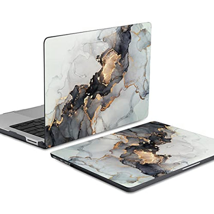 Batianda Case for 12.4" Microsoft Surface Laptop Go 3 2023 Release/Surface Laptop Go 2 (2022), Designed Clear Protective Plastic Hardshell & Keyboard Cover & Screen Protector, Golden Fluid - color: Golden fluid
