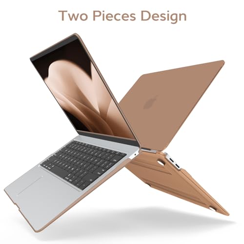 Anban Compatible with MacBook Air 13 inch Case M1 2021 2020 2019 2018 A2337 A2179 A1932 Touch ID, Matte Plastic Hard Shell+2 Keyboard Cover+Screen Protector for MacBook Air 13.3 inch Case, Brown - color: Brown