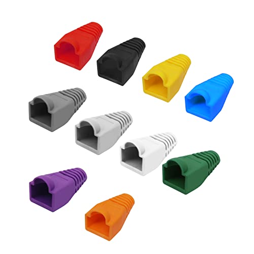 RJ45 Strain Relief Boots Soft Plastic Ethernet RJ45 Cable Connector Boot Cover Strain Relief Boots CAT5 CAT5E CAT6 CAT6E 100PCS (Colorful) - color: Colorful