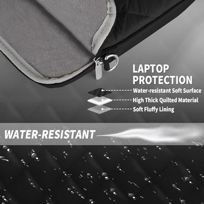 Puffy Quilted Laptop Sleeve with a Removable Shoulder Strap Compatible with MacBook Air/Pro, 13-13.3 inch Notebook, Compatible with MacBook Pro 14 inch M3 M2 M1 Chip 2023-2021 - color: Sleeve - Black, size: 13-13.3 inch
