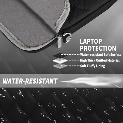 Puffy Quilted Laptop Sleeve with a Shoulder Strap Compatible with MacBook Air 15 inch M2 A2941 2023/Pro 15 A1990 A1707, 15 Surface Laptop 5/4/3, Compatible with Dell XPS 15 - color: Sleeve - Black, size: 15 inch
