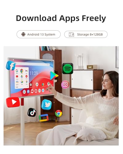 KTC MEGAPAD 32" 4K UHD Smart Portable TV, Google EDLA Certified, Touch Screen Portable Monitor, 8G RAM+128G Storage, 9500mAh Battery, Dual 6W Speakers, Full Swivel Rotation, Remote Control, A32Q7 Pro - size: 32 inch