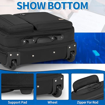 Rolling Laptop Bag for Women Men, Overnight Rolling Computer Bags Fits Up to 17.3 Inch Laptop for Travel/Work/Business
