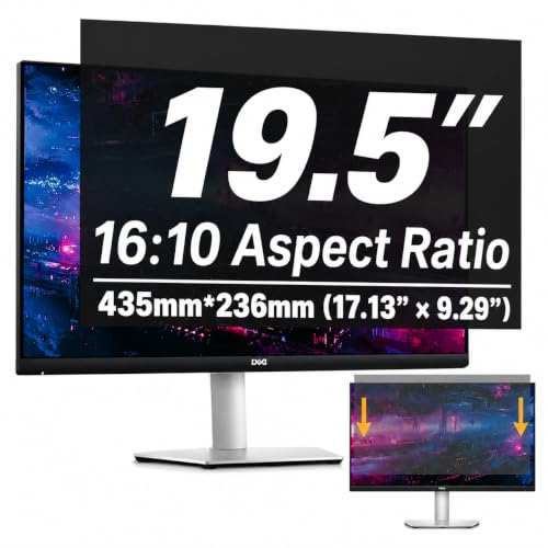 19.5 Inch Privacy Screen for Computer Monitor, 16:10 Anti-Spy Filter for Laptop & PC Display, Blue Light Blocking Anti-Glare Reversible Protector Film, Easy Slide-Mount Installation (19.5 Inch (16:10) (435mm × 236mm/ 17.13× 9.29in) - size: 19.5 Inch 16:10
