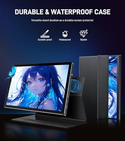 10.1 inch Portable Touchscreen Monitor, Screen Extender 1920x1200 IPS Travel Small Monitor with Cover, USB-C HDMI Computer Touch Screen Display for Laptop Windows PC, PS5/4 Xbox No Touch - size: 10 inch